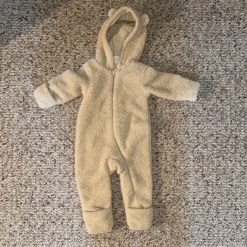 Nordstrom Cozy Beige Hooded Kids One Piece